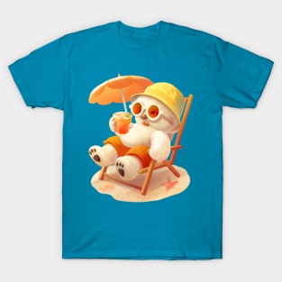 Smile Dog drinks cocktails on the beach chair T-Shirt